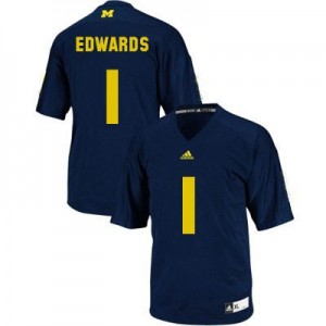 Adida Braylon Edwards UMich Wolverines No.1 - Navy Blue Football Jersey