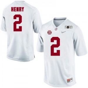 Nike Derrick Henry No.2 Alabama 2016 Championship Patch - White Football Jersey