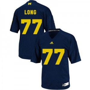 Adida Jake Long UMich Wolverines No.77 - Navy Blue Football Jersey