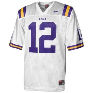 Nike Jarrett Lee LSU Tigers No.12 Mesh - White Football Jersey