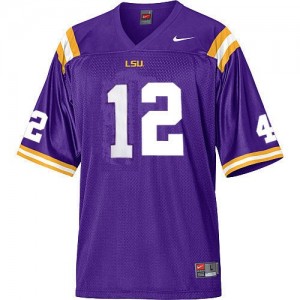 Nike Jarrett Lee LSU Tigers No.12 Mesh Youth - Purple Football Jersey