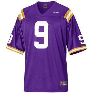 Nike Jordan Jefferson LSU Tigers No.9 Mesh Youth - Purple Football Jersey