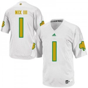 Adida Louis Nix III Notre Dame Fighting Irish No.1 Shamrock Series Youth - White Football Jersey