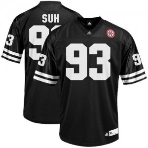 Adida Ndamukong Suh Nebraska Cornhuskers No.93 Youth - Black Football Jersey