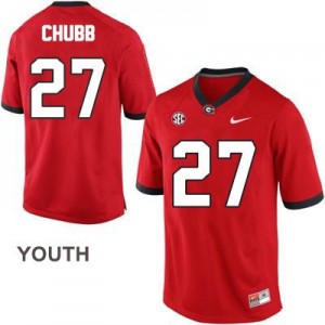 Nike Nick Chubb Georgia Bulldogs No.27 - Red - Youth Football Jersey