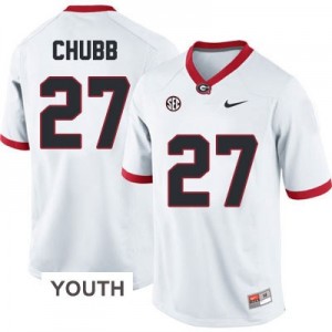 Nike Nick Chubb Georgia Bulldogs No.27 - White - Youth Football Jersey