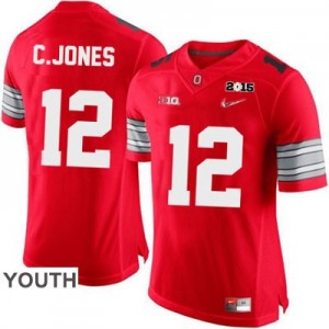 Nike Cardale Jones OSU No.12 Diamond Quest 2015 Patch College - Scarlet - Youth Football Jersey