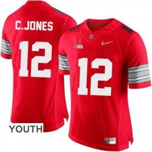 Nike Cardale Jones OSU No.12 Diamond Quest Playoff - Scarlet Red - Youth Football Jersey