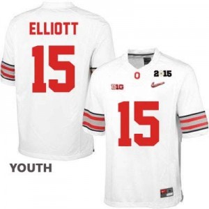 Nike Ezekiel Elliott OSU No.15 Diamond Quest 2015 Patch College - White - Youth Football Jersey