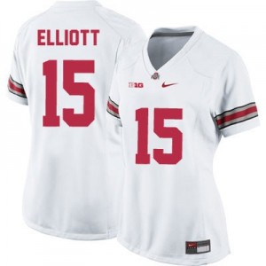 Nike Ezekiel Elliott Ohio State Buckeyes No.15 Women's - White Football Jersey