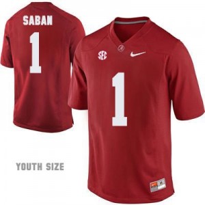 Nike Head Coach Nick Saban No.1 Red Youth Alabama Crimson Tide Football Jersey