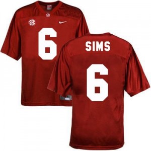 Nike Blake Sims Alabama Crimson Tide No.6 - Crimson Red Football Jersey