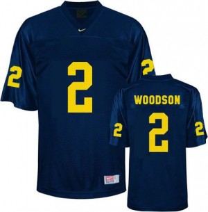 Nike Charles Woodson UMich Wolverines No.2 - Navy Blue Football Jersey