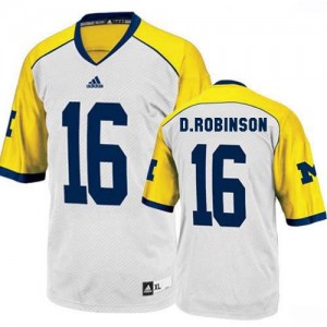 Adida Denard Robinson UMich Wolverines No.16 Youth - White - Yellow Football Jersey