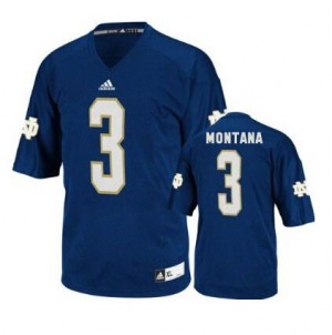 Adida Joe Montana Notre Dame Fighting Irish No.3 Youth - Navy Blue Football Jersey