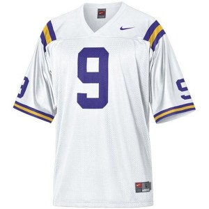 Nike Jordan Jefferson LSU Tigers No.9 Mesh - White Football Jersey