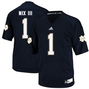 Adida Louis Nix III Notre Dame Fighting Irish No.1 Youth - Navy Blue Football Jersey