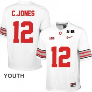 Nike Cardale Jones OSU No.12 Diamond Quest 2015 Patch College - White - Youth Football Jersey