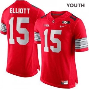 Nike Ezekiel Elliott OSU No.15 Diamond Quest 2015 Patch College - Scarlet - Youth Football Jersey