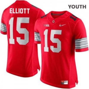 Nike Ezekiel Elliott OSU No.15 Diamond Quest Playoff - Scarlet Red - Youth Football Jersey