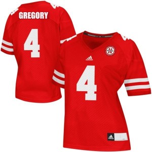 Adida Randy Gregory Nebraska Cornhuskers No.4 Women - Red Football Jersey