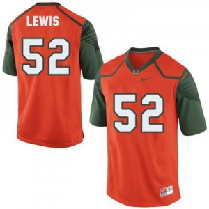 Nike Ray Lewis Miami Hurricanes No.52 - Orange Football Jersey