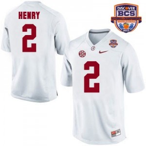 Nike Derrick Henry Alabama Crimson Tide No.2 Collegiate White - 2013 BCS Patch Football Jersey