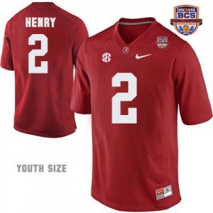 Nike Youth Derrick Henry Alabama Crimson Tide No.2 NCAA Red Patch - 2013 BCS Champion Football Jersey