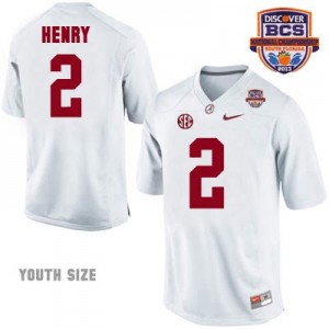 Nike Youth Derrick Henry Alabama Crimson Tide No.2 NCAA White Patch - 2013 BCS Champion Football Jersey