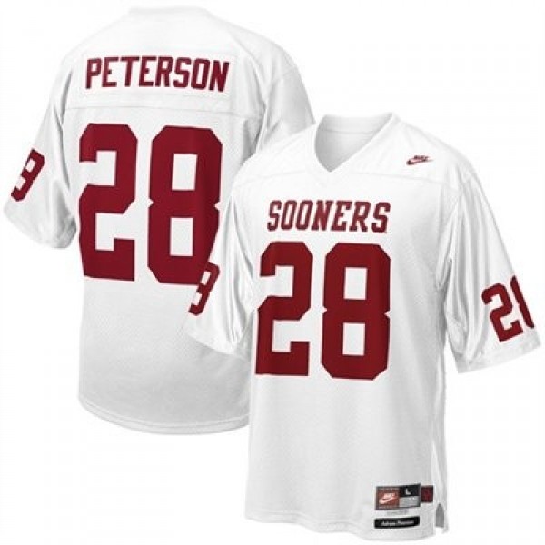 Nike Adrian Peterson Oklahoma Sooners No.28 White Football Jersey