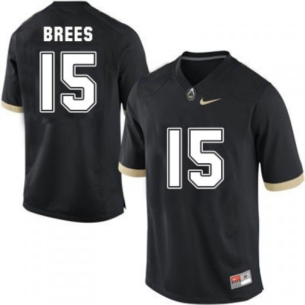 Nike Drew Brees Purdue Boilermakers No.15 Black Football Jersey