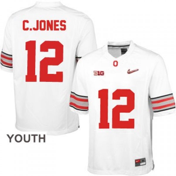 Nike Cardale Jones OSU No.12 Diamond Quest Playoff White Youth Football Jersey