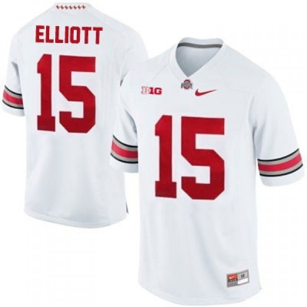 Nike Ezekiel Elliott Ohio State Buckeyes No.15 White Football Jersey